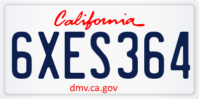 CA license plate 6XES364