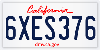 CA license plate 6XES376