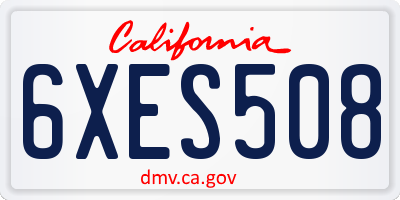 CA license plate 6XES508