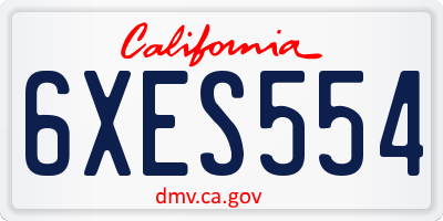 CA license plate 6XES554