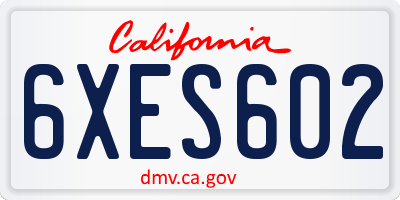 CA license plate 6XES602