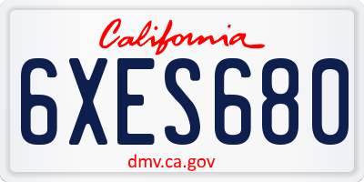 CA license plate 6XES680