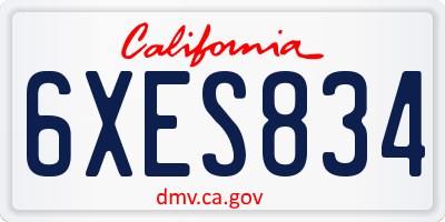 CA license plate 6XES834