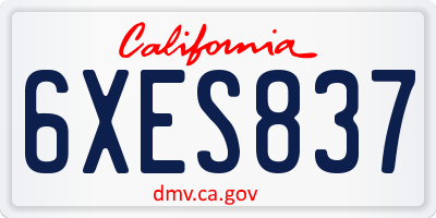 CA license plate 6XES837