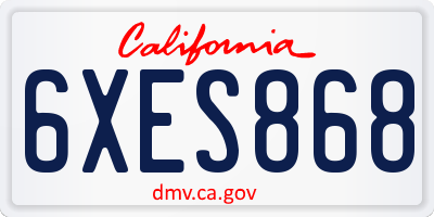 CA license plate 6XES868