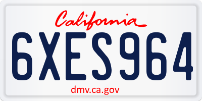 CA license plate 6XES964