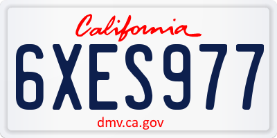 CA license plate 6XES977