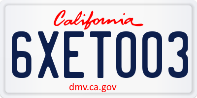 CA license plate 6XET003