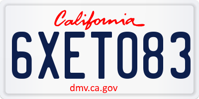 CA license plate 6XET083