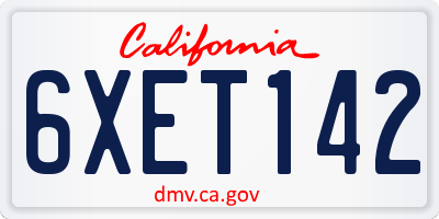 CA license plate 6XET142