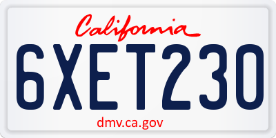 CA license plate 6XET230