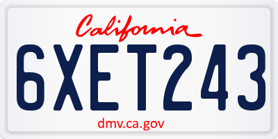 CA license plate 6XET243