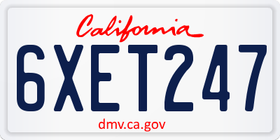 CA license plate 6XET247