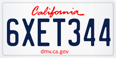 CA license plate 6XET344