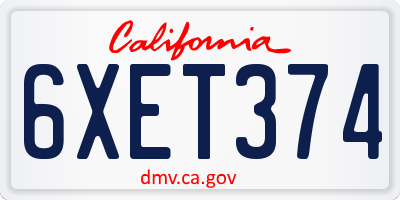 CA license plate 6XET374
