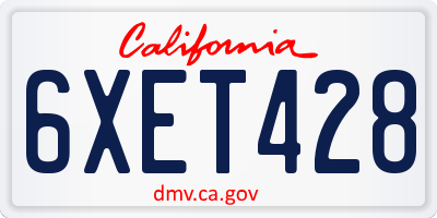 CA license plate 6XET428