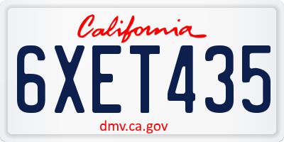 CA license plate 6XET435