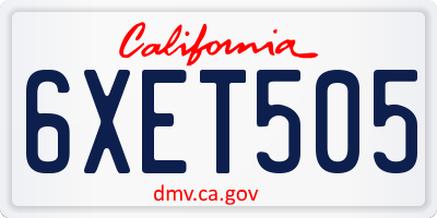 CA license plate 6XET505