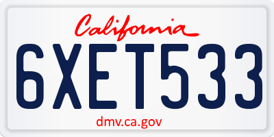 CA license plate 6XET533