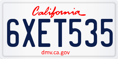 CA license plate 6XET535