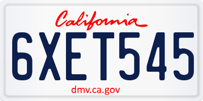 CA license plate 6XET545