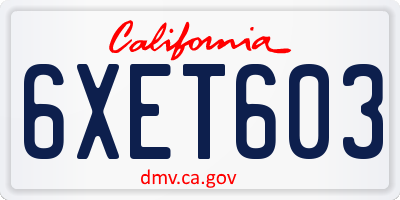 CA license plate 6XET603