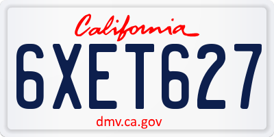 CA license plate 6XET627