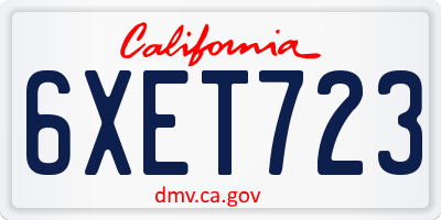 CA license plate 6XET723