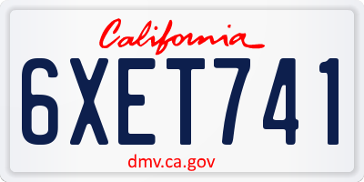 CA license plate 6XET741