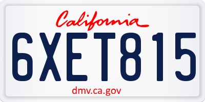CA license plate 6XET815