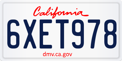 CA license plate 6XET978