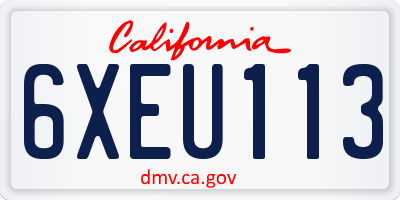 CA license plate 6XEU113
