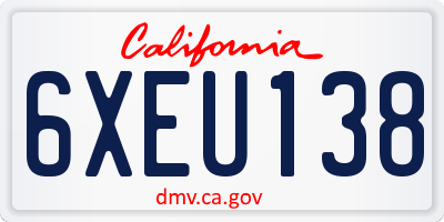CA license plate 6XEU138