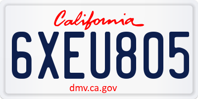 CA license plate 6XEU805