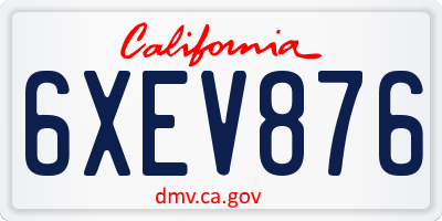 CA license plate 6XEV876