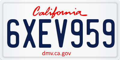 CA license plate 6XEV959