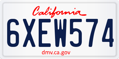 CA license plate 6XEW574