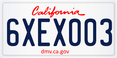 CA license plate 6XEX003