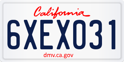 CA license plate 6XEX031