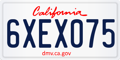 CA license plate 6XEX075