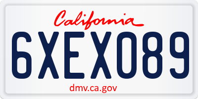 CA license plate 6XEX089