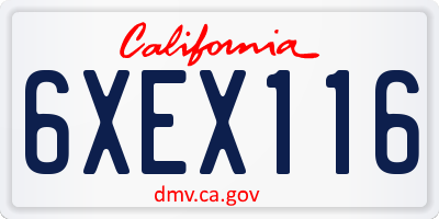 CA license plate 6XEX116
