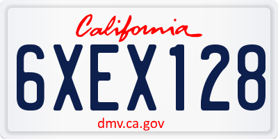 CA license plate 6XEX128