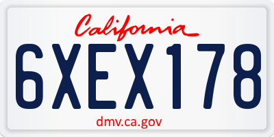 CA license plate 6XEX178