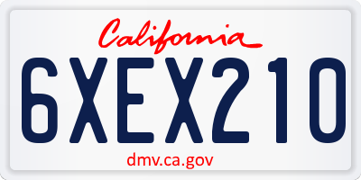 CA license plate 6XEX210