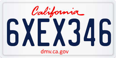 CA license plate 6XEX346