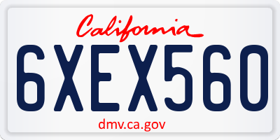CA license plate 6XEX560