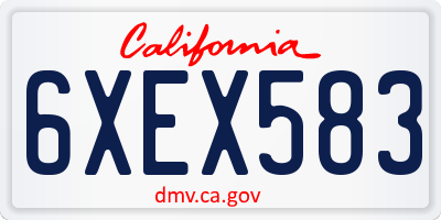 CA license plate 6XEX583