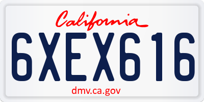 CA license plate 6XEX616