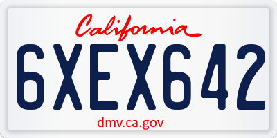 CA license plate 6XEX642